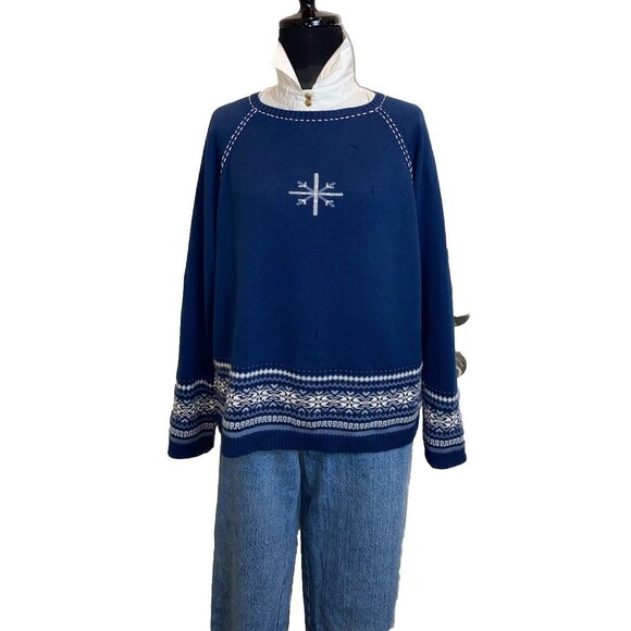 LizWear petite sweater Smoky Blue Size S Long sleeve Fairisle pattern - Picture 3 of 10